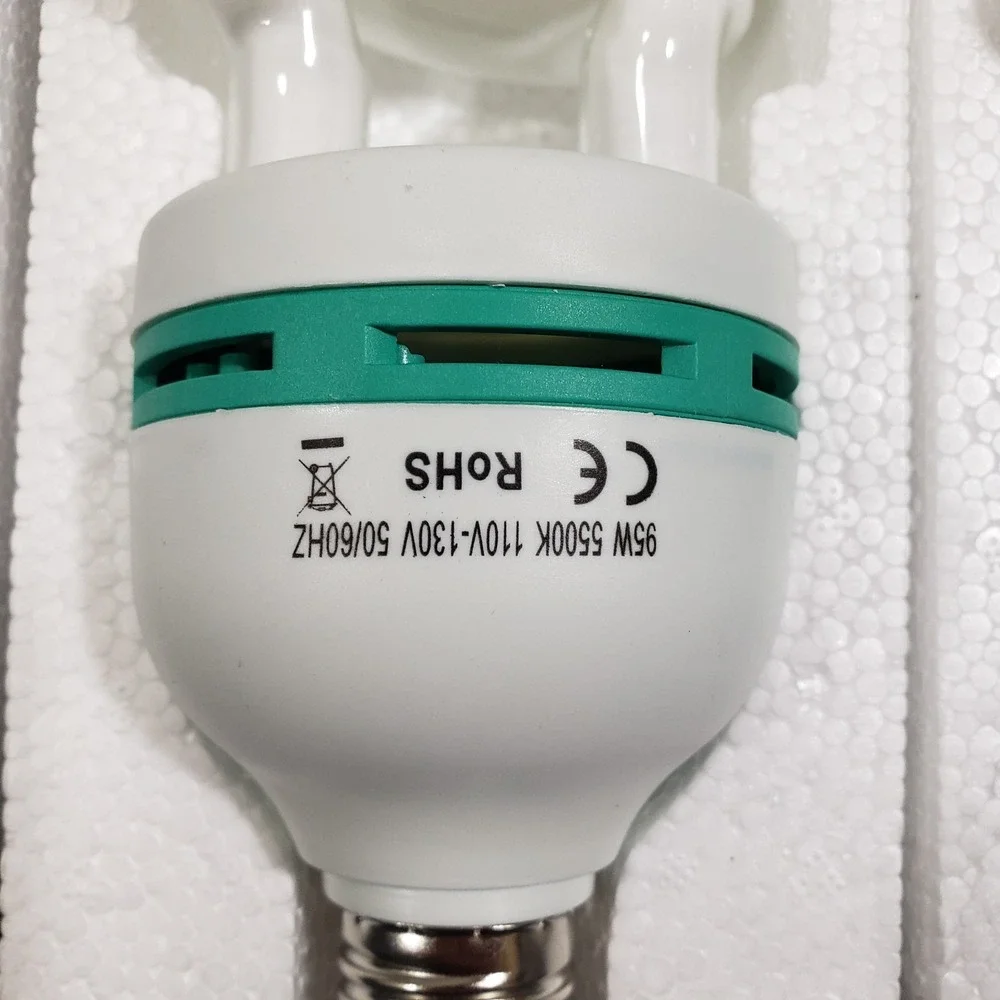 95W Light Bulbs Lot of 2 5500K CFL Daylight Spiral Softbox Photograph Photo